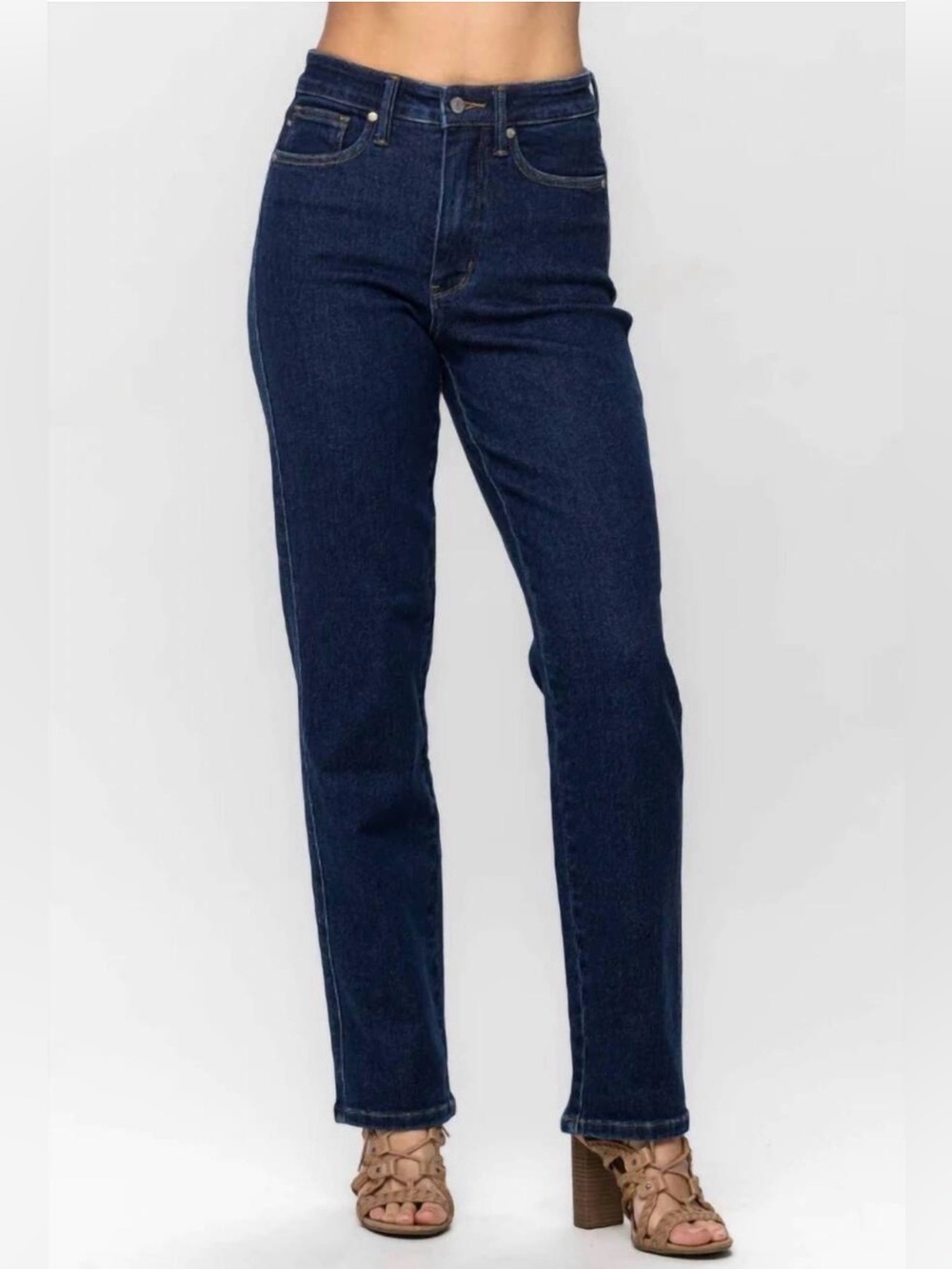 Judy Blue Dark Denim Straight Leg Jeans High Rise 25 Country Western Preppy Boho